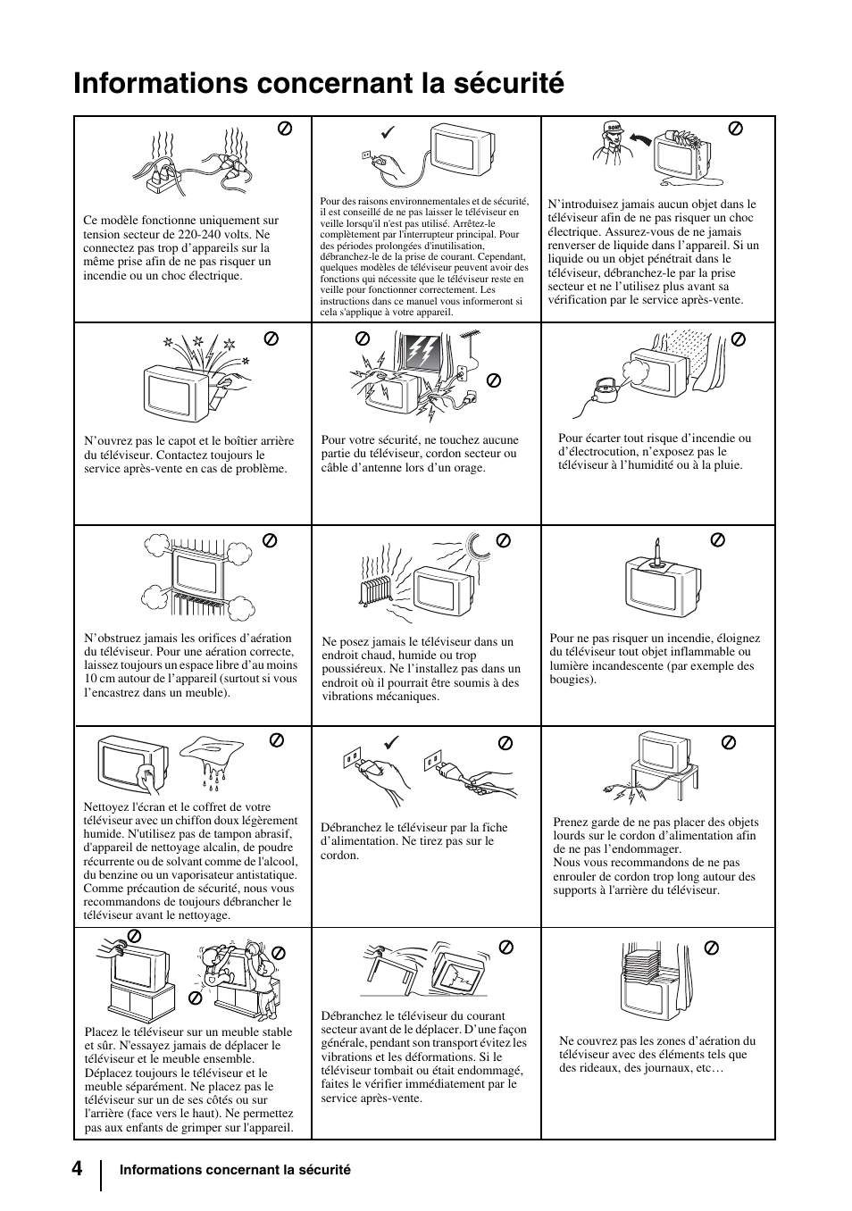 Informations concernant la sécurité | Sony KV-29FQ85E User Manual | Page 57 / 111