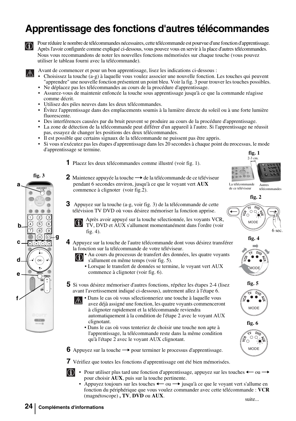 Apprentissage des fonctions d'autres télécommandes | Sony KV-29FQ85E User Manual | Page 77 / 111