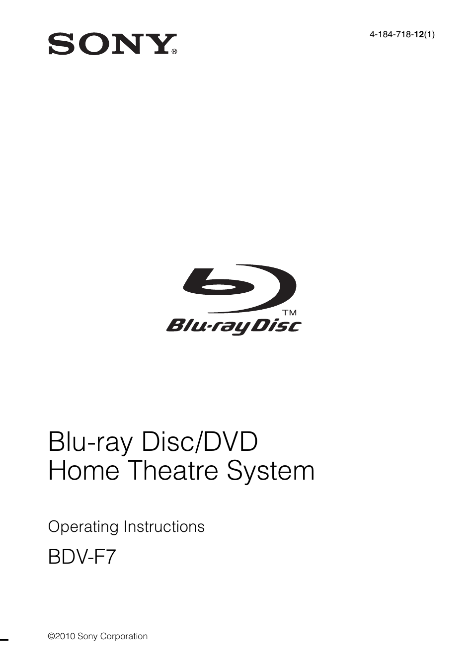 Sony BDV-F7 User Manual | 76 pages