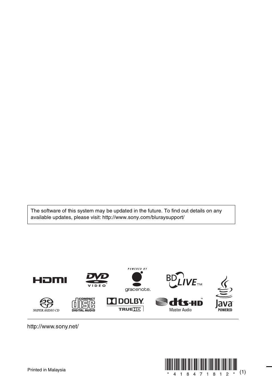 Sony BDV-F7 User Manual | Page 76 / 76