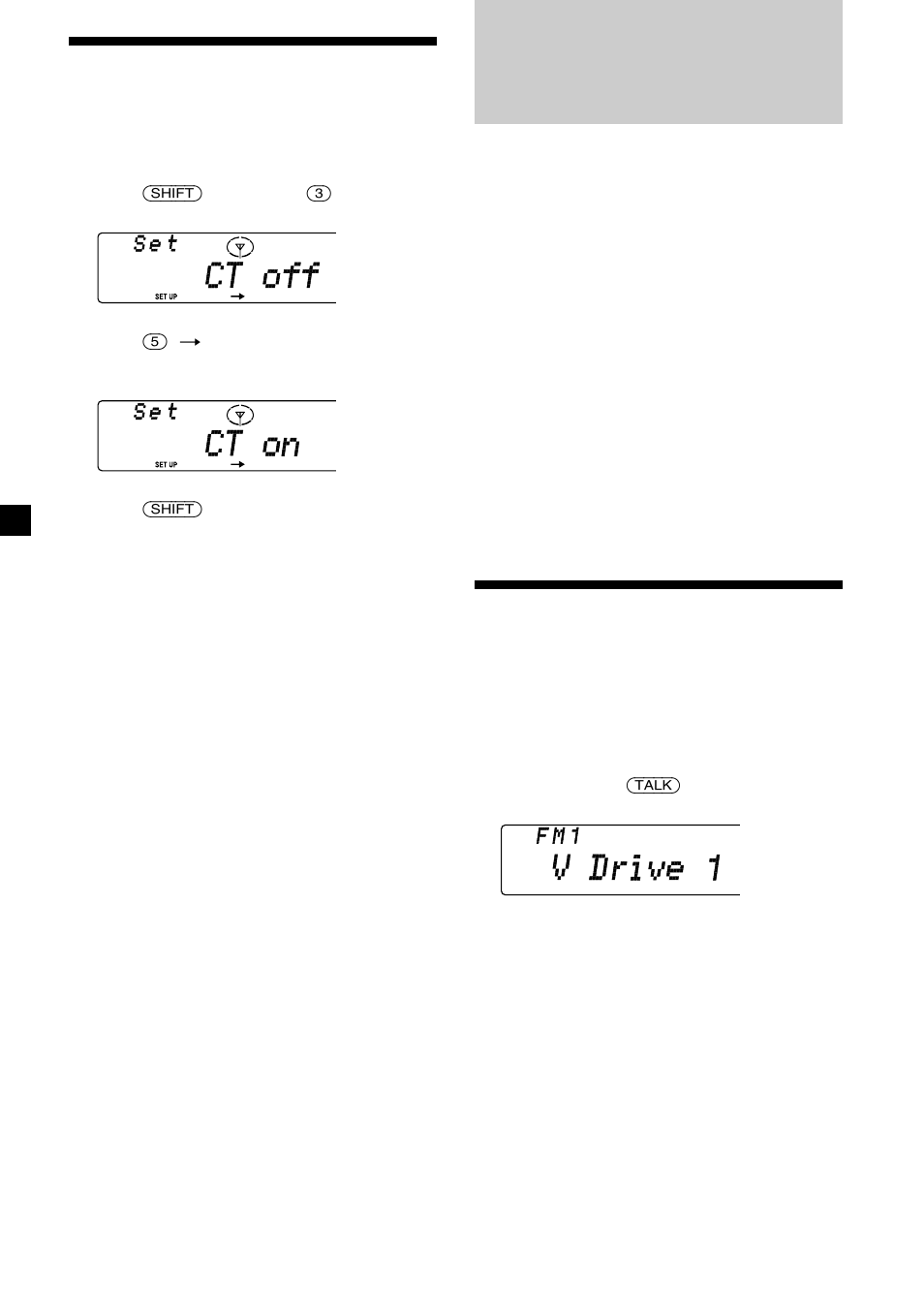 Setting the clock automatically, Voice drive, Selecting a “v drive” box for registration | Sony CDX-C8850R User Manual | Page 20 / 176