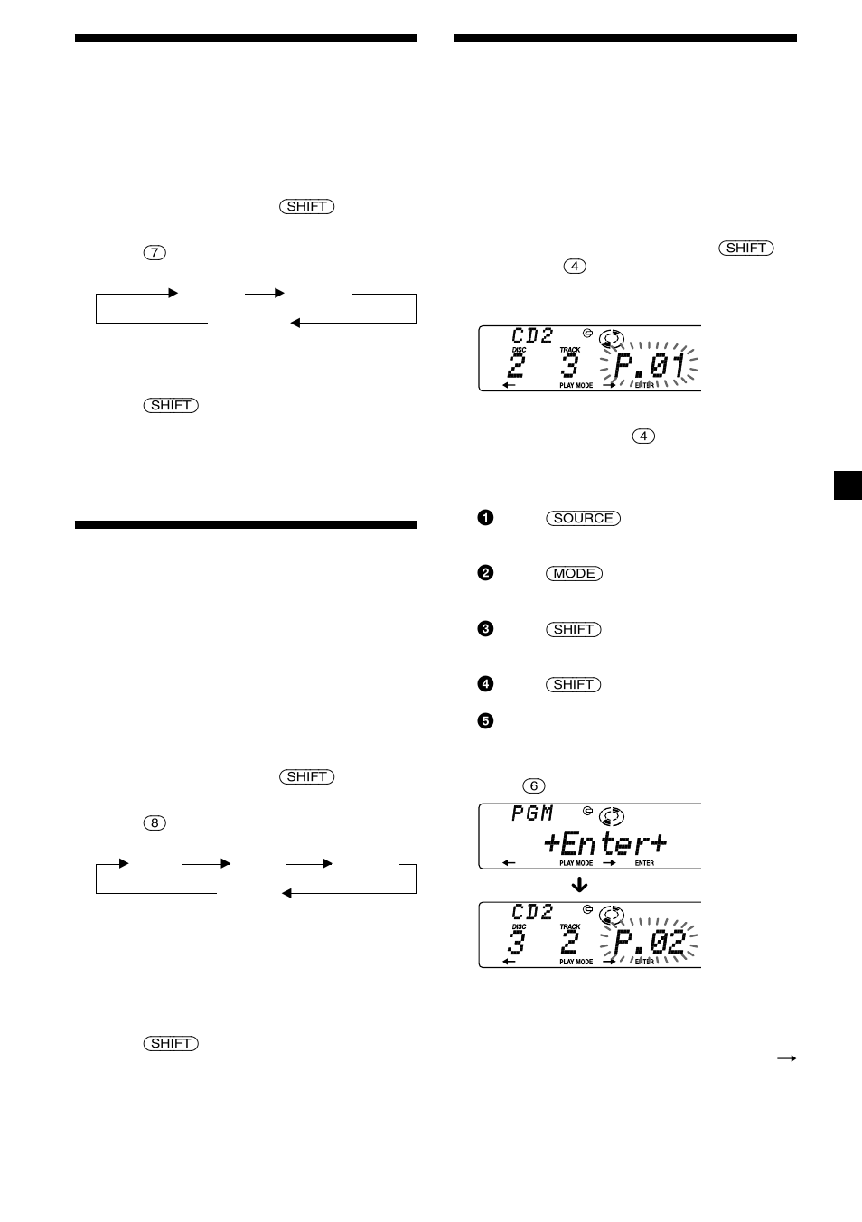 Playing tracks repeatedly — repeat play, Playing tracks in random order — shuffle play, Creating a programme — programme memory | 33 playing tracks repeatedly, Playing tracks in random order, Creating a programme | Sony CDX-C8850R User Manual | Page 33 / 176