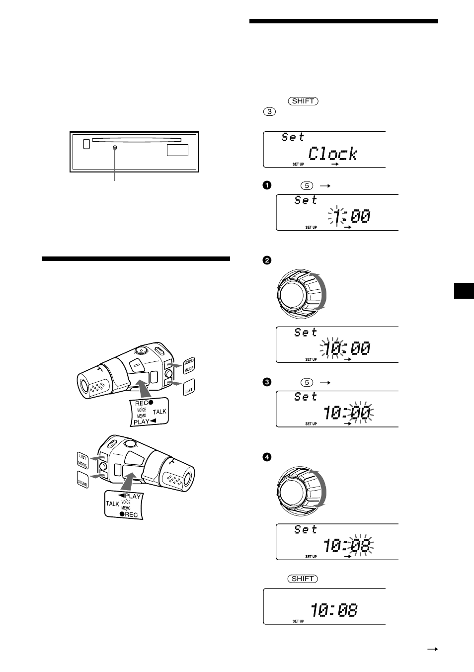 Preparación del mando rotativo, Ajuste del reloj | Sony CDX-C8850R User Manual | Page 51 / 176