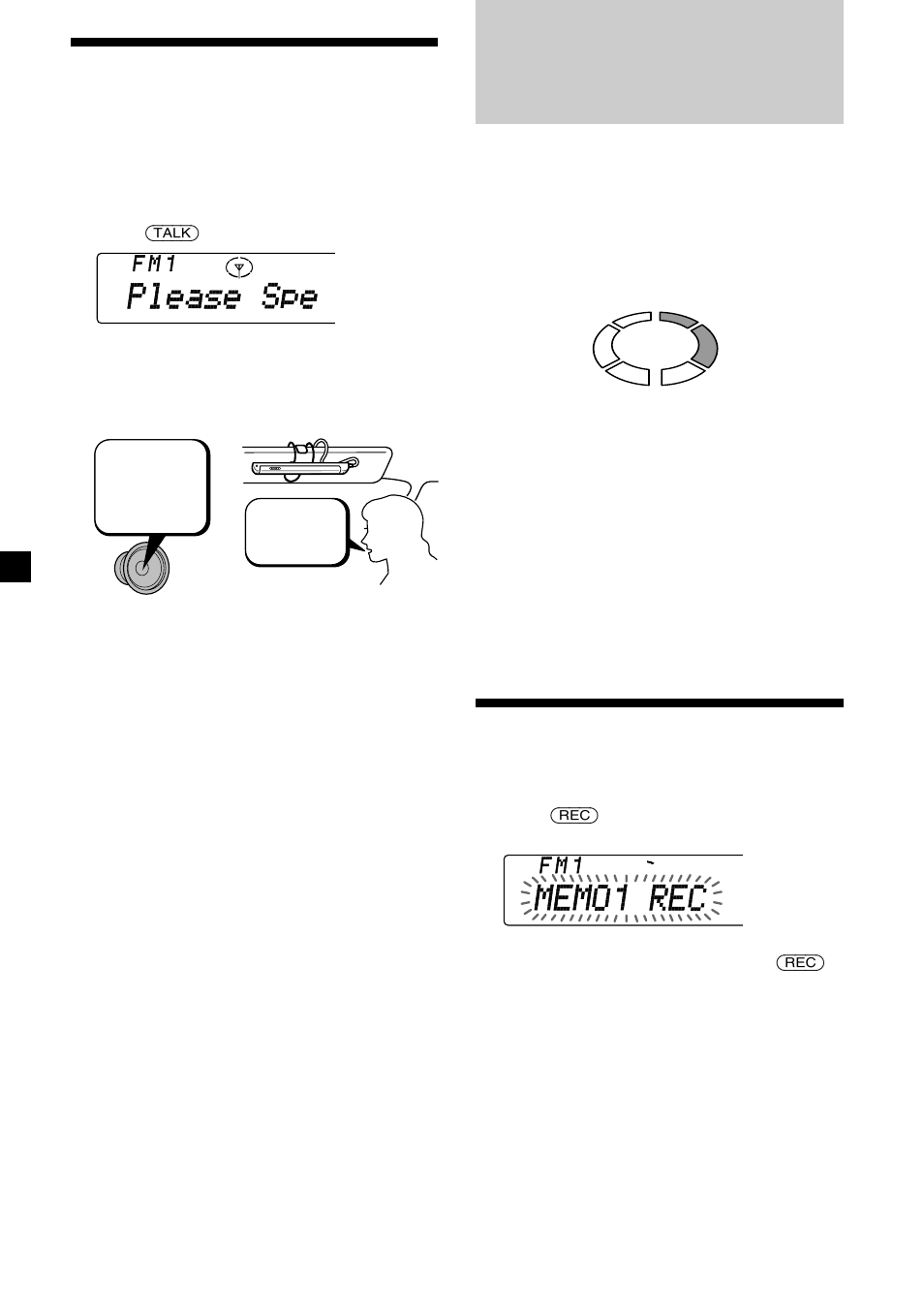 Solicitud de una fuente registrada, Memorando oral, Grabación de un memorando oral | Sony h i ts | Sony CDX-C8850R User Manual | Page 66 / 176