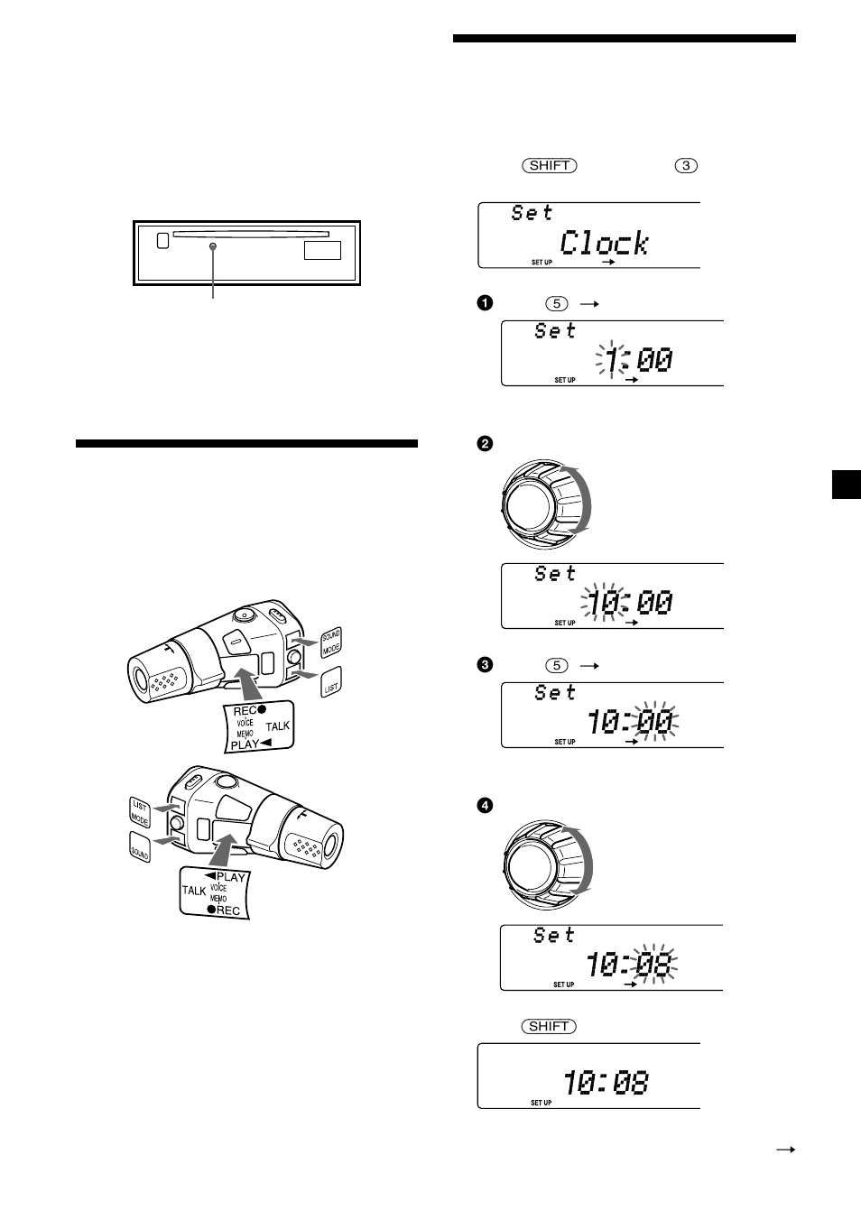 Preparing the rotary commander, Setting the clock | Sony CDX-C8850R User Manual | Page 7 / 176