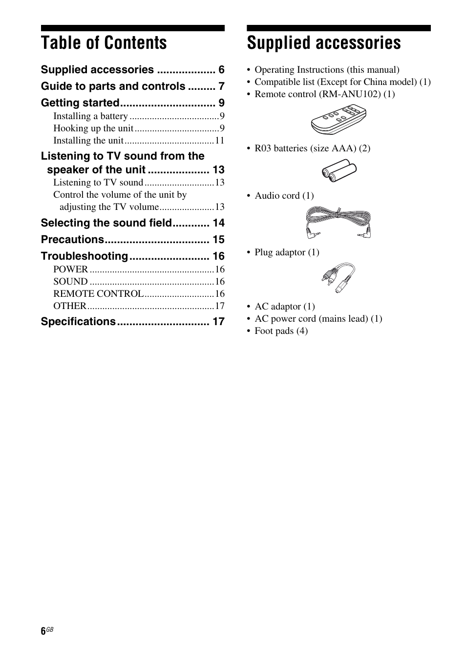 Sony SA-46SE1 User Manual | Page 6 / 20