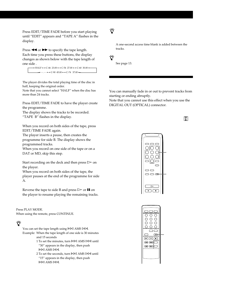 Fading in or out, Recording from cds, Recording from cds 1 | Fading in or out at the point you want | Sony CDP-XE530 User Manual | Page 15 / 56