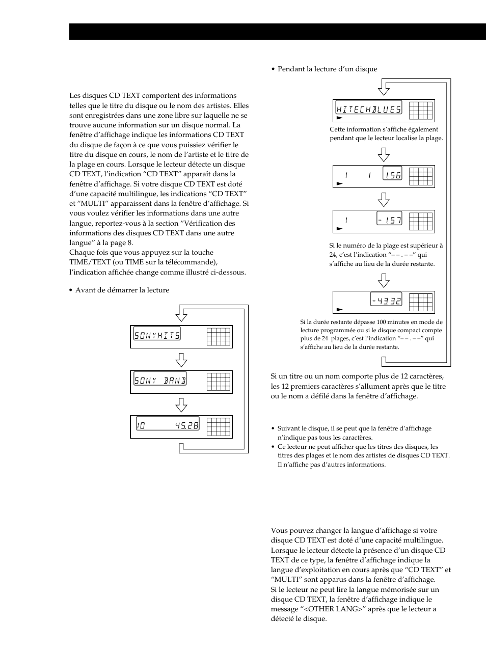 Lecture de disques compacts, Pendant la lecture d’un disque, Avant de démarrer la lecture | Appuyez sur | Sony CDP-XE530 User Manual | Page 26 / 56