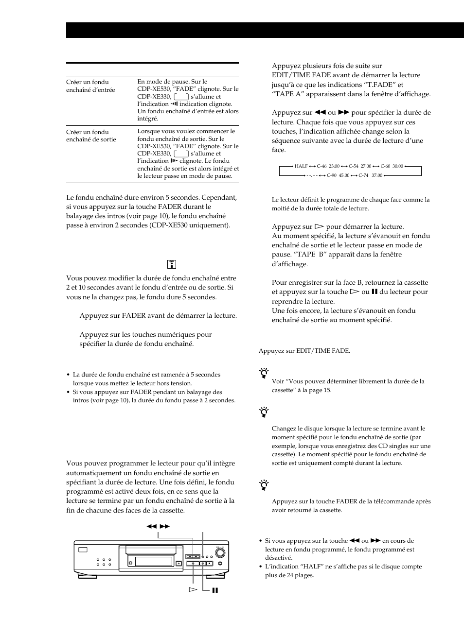 Enregistrement de disques compacts | Sony CDP-XE530 User Manual | Page 34 / 56