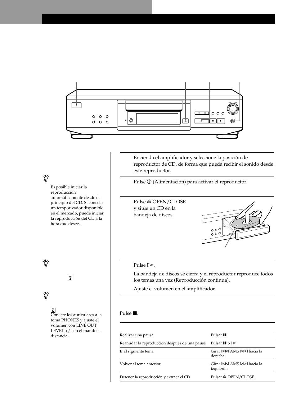 Reproducción de un cd | Sony CDP-XE530 User Manual | Page 42 / 56