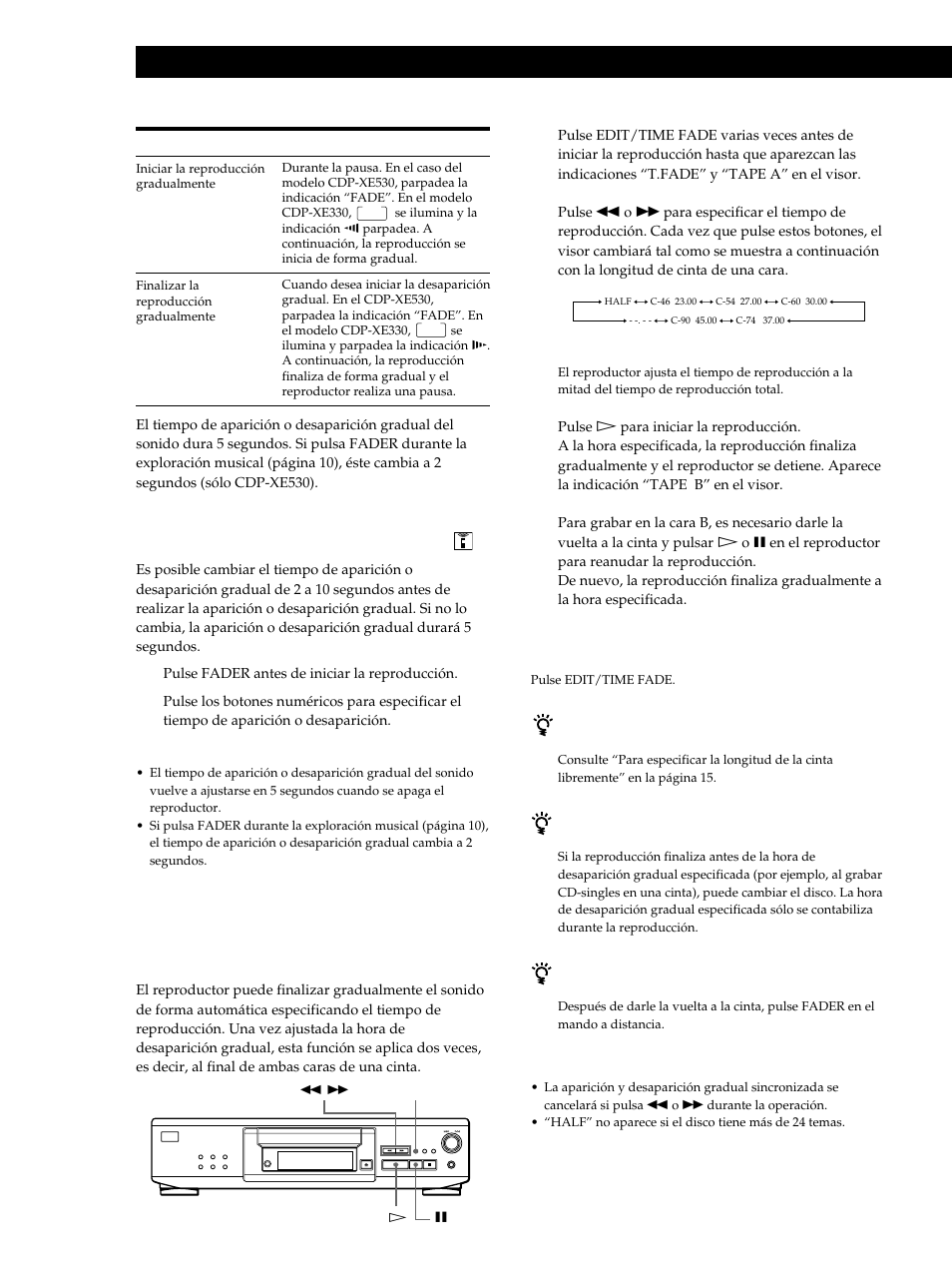Grabación a partir de discos compactos | Sony CDP-XE530 User Manual | Page 52 / 56