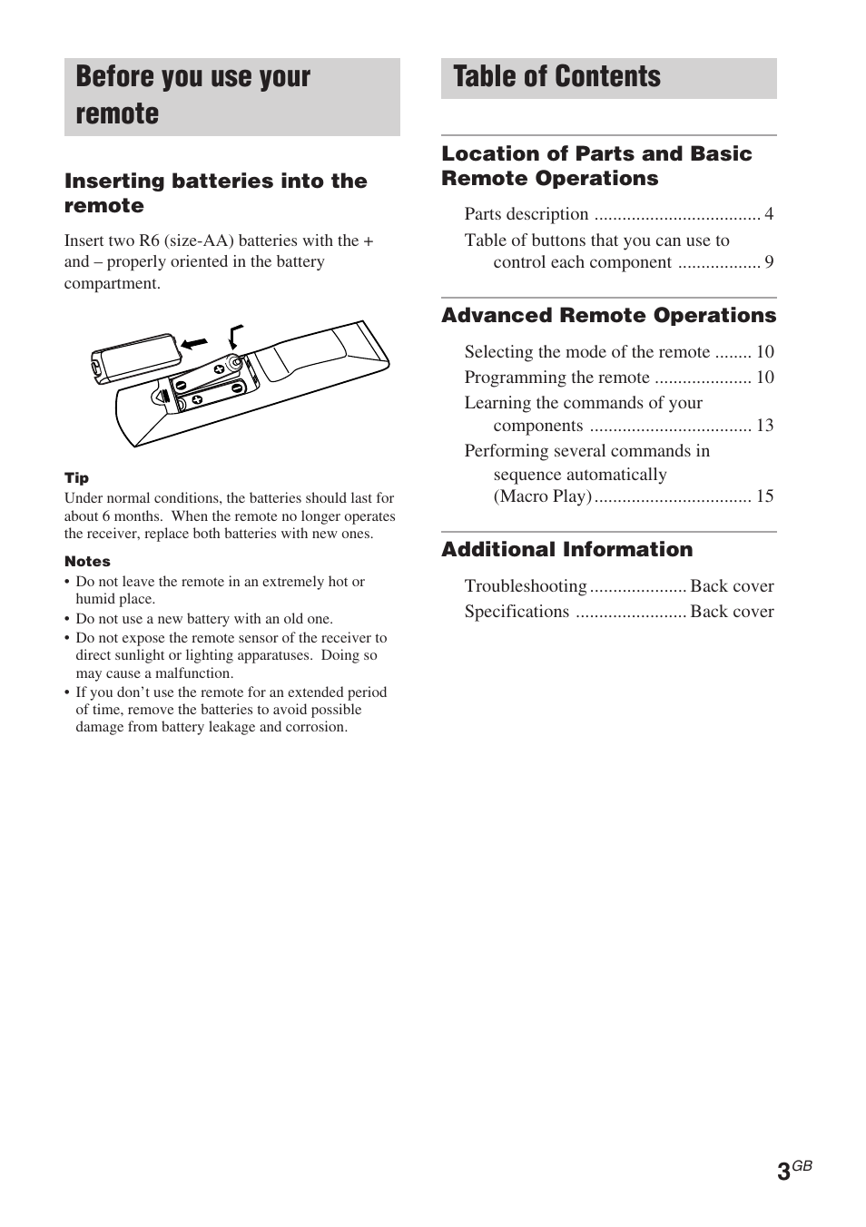Sony RM-TP504 User Manual | Page 3 / 16