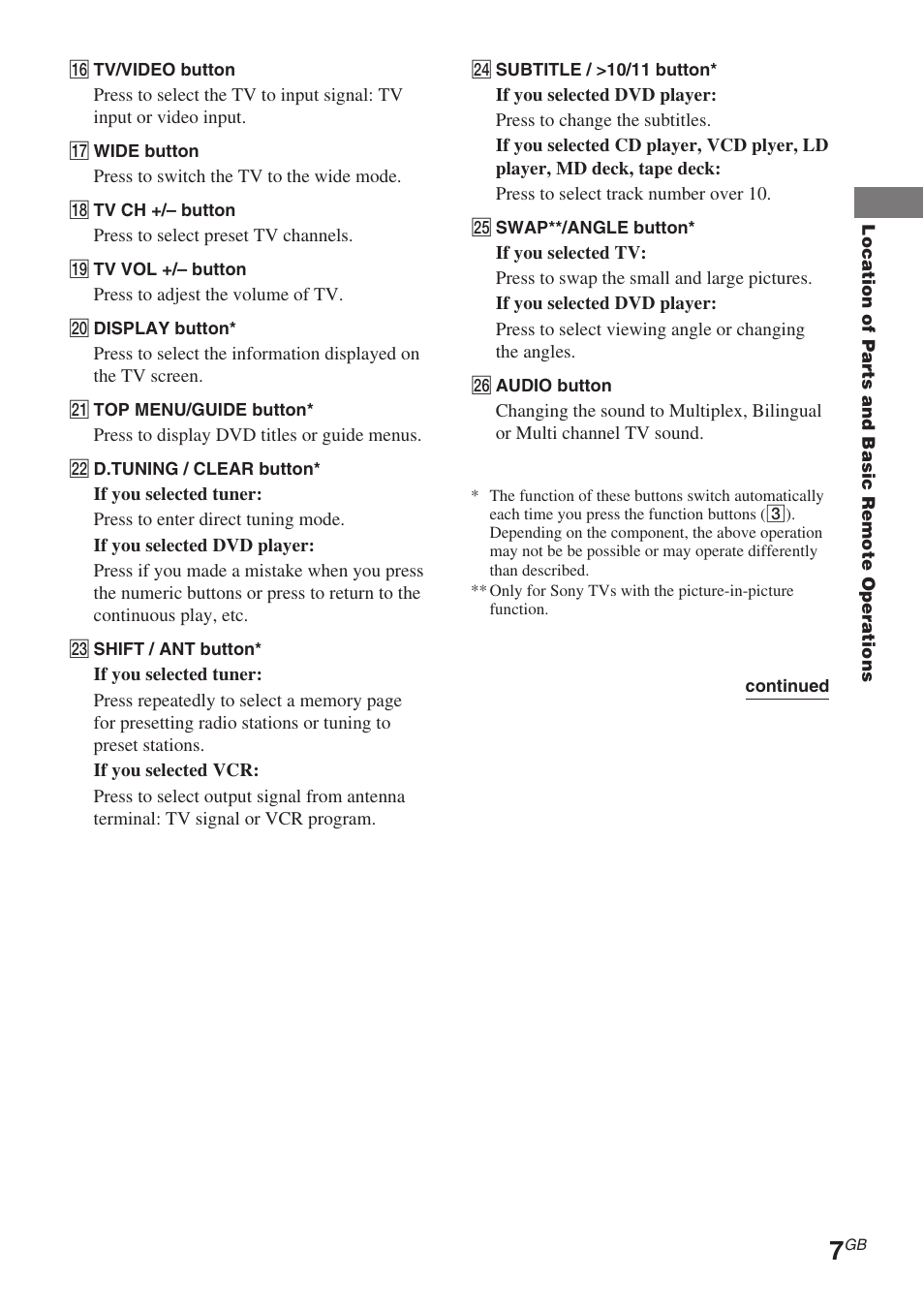 Sony RM-TP504 User Manual | Page 7 / 16