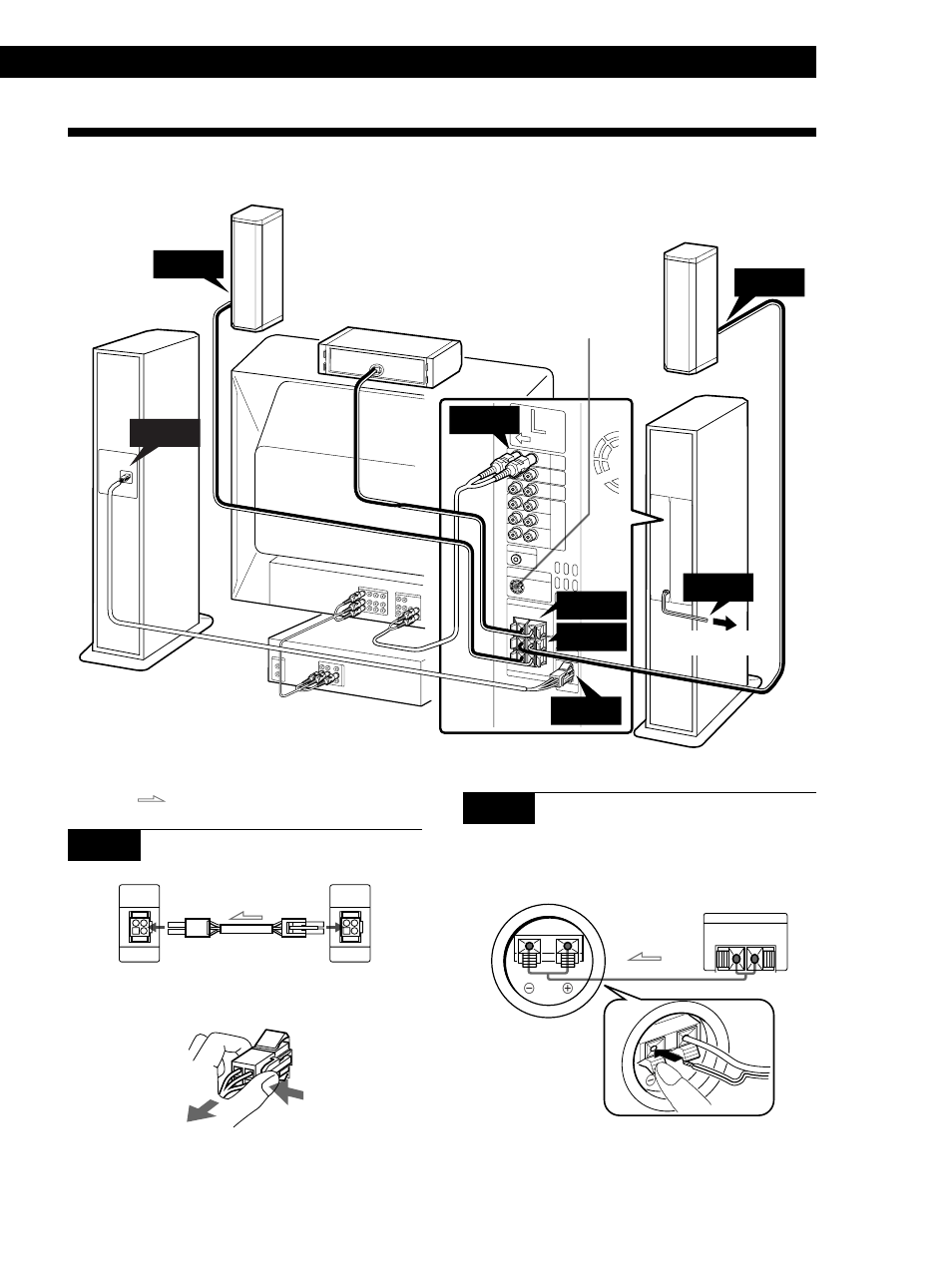 Hooking up the speaker system, Hooking up the speaker system 5, Getting started | Step 3, Step 1 step 3, Step 1 connecting the front speakers ç, Step 2 connecting the center speaker | Sony SAVA-700 User Manual | Page 5 / 20