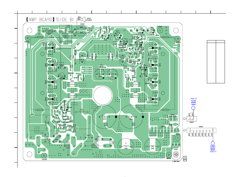 Printed wiring board-amp section (2/2), Amp board, Cn602 | Sony SA-WFT7 User Manual | Page 15 / 48