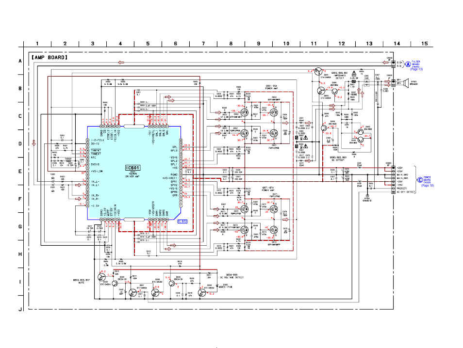 Schematic diagram-amp section, Thwint, Thwext | Feedrin, Feedlin, Gnls, In l, 55 mute, In r, Gpls | Sony SA-WFT7 User Manual | Page 16 / 48
