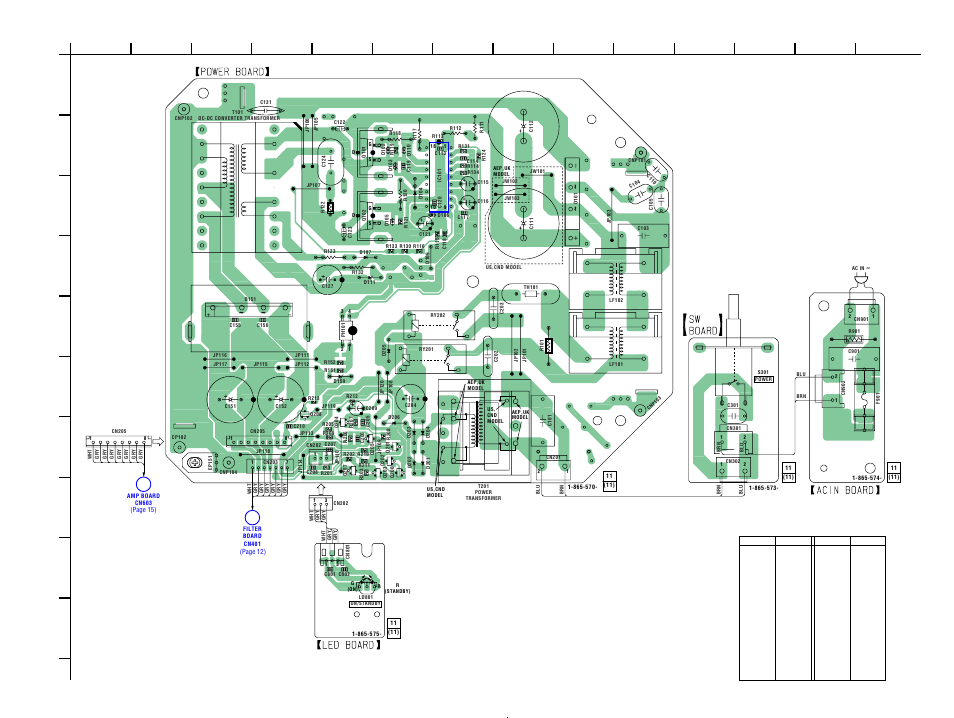 Printed wiring boards-power section, P0wer board, Cn203 | Power, Board, Cn205, Ver. 1.1 | Sony SA-WFT7 User Manual | Page 17 / 48