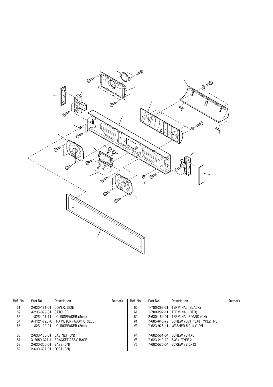 Center speaker section (ss-cnf7ed) | Sony SA-WFT7 User Manual | Page 22 / 48
