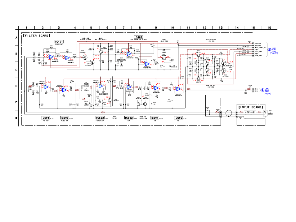 Schematic diagram-filter section, Page 11), Page 9) | Sony SA-WFT7 User Manual | Page 38 / 48