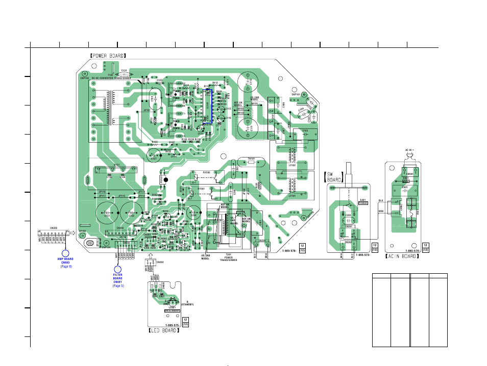 Printed wiring boards-power section, P0wer board, Cn203 | Power, Board, Cn205 | Sony SA-WFT7 User Manual | Page 42 / 48