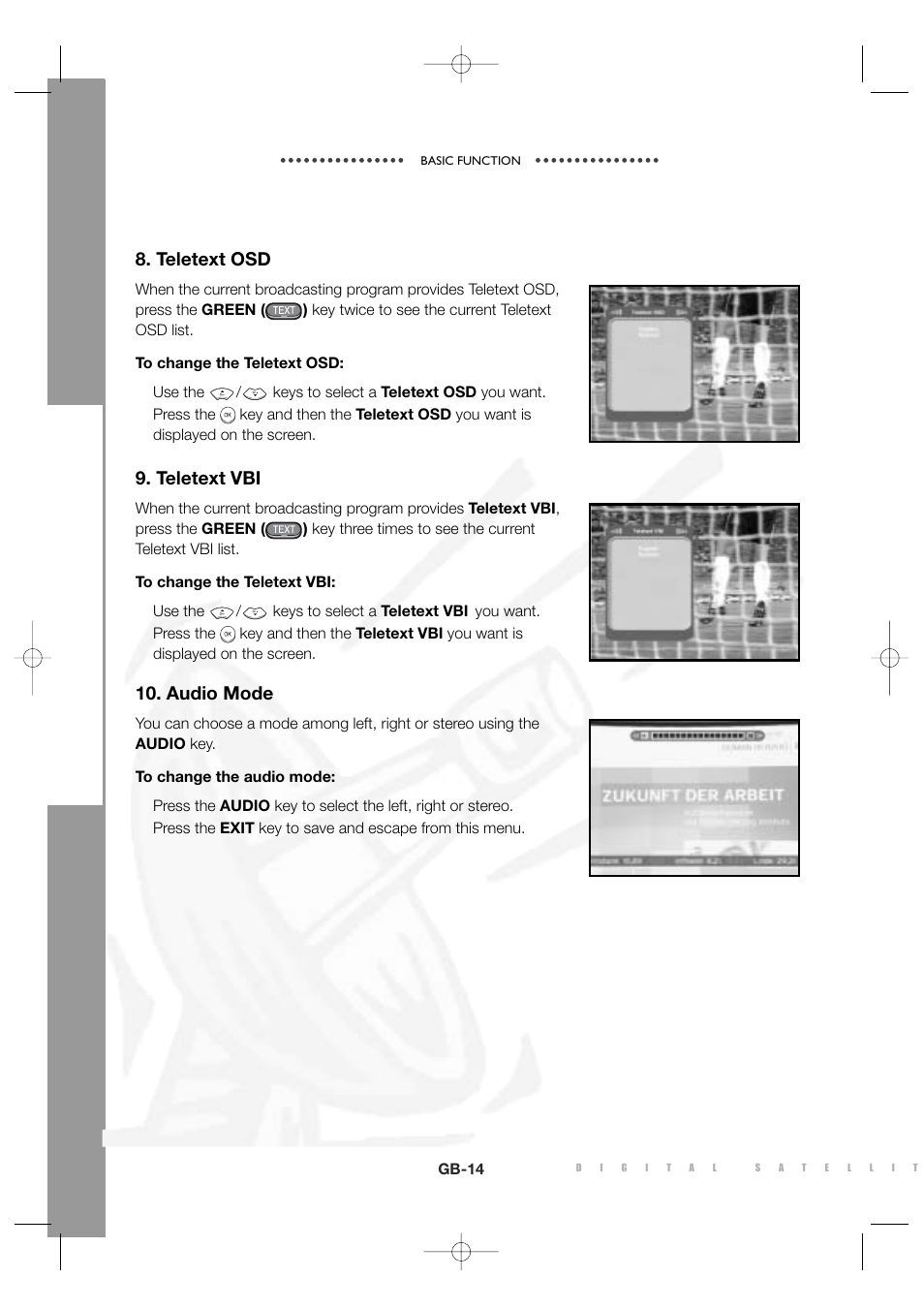 Teletext osd, Teletext vbi, Audio mode | Sony MF68-00258A User Manual | Page 16 / 35