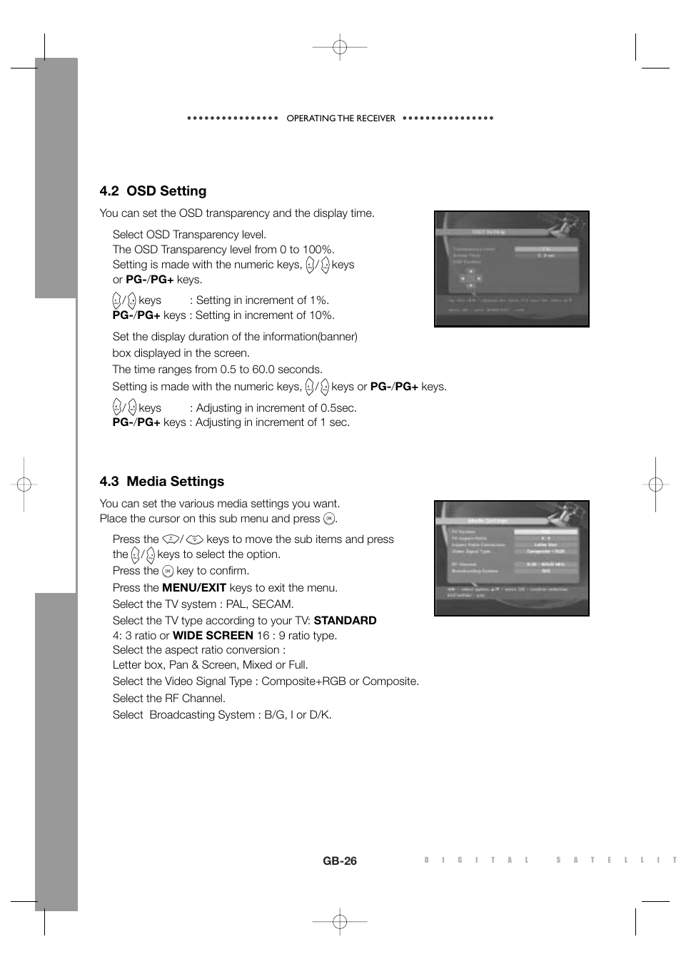 2 osd setting, 3 media settings | Sony MF68-00258A User Manual | Page 28 / 35