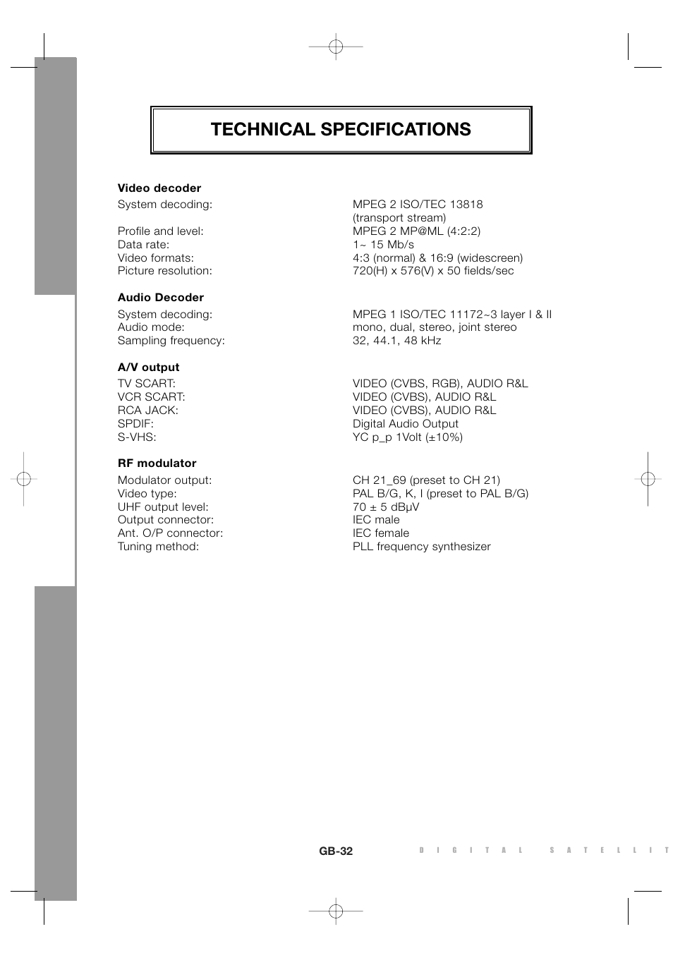 Technical specifications | Sony MF68-00258A User Manual | Page 34 / 35