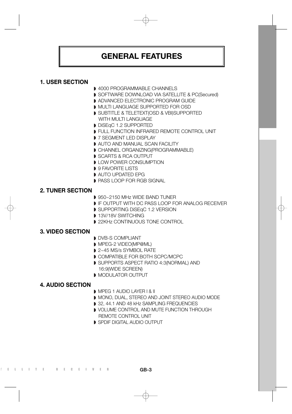 General features | Sony MF68-00258A User Manual | Page 5 / 35