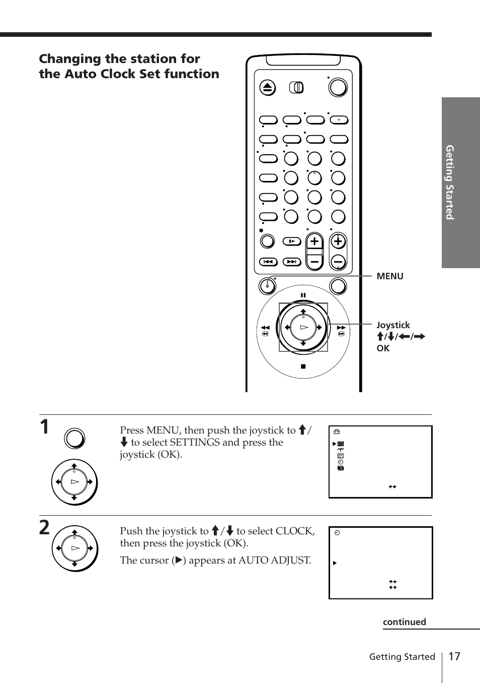 Getting started | Sony SLV-E780EN/EG User Manual | Page 17 / 72