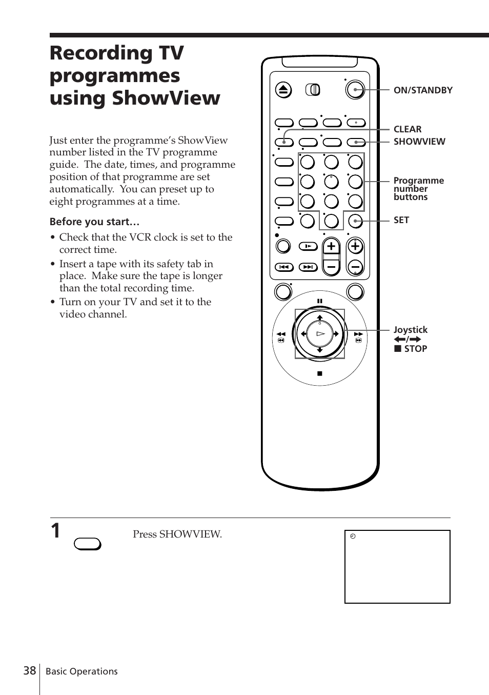 Recording tv programmes using showview | Sony SLV-E780EN/EG User Manual | Page 38 / 72