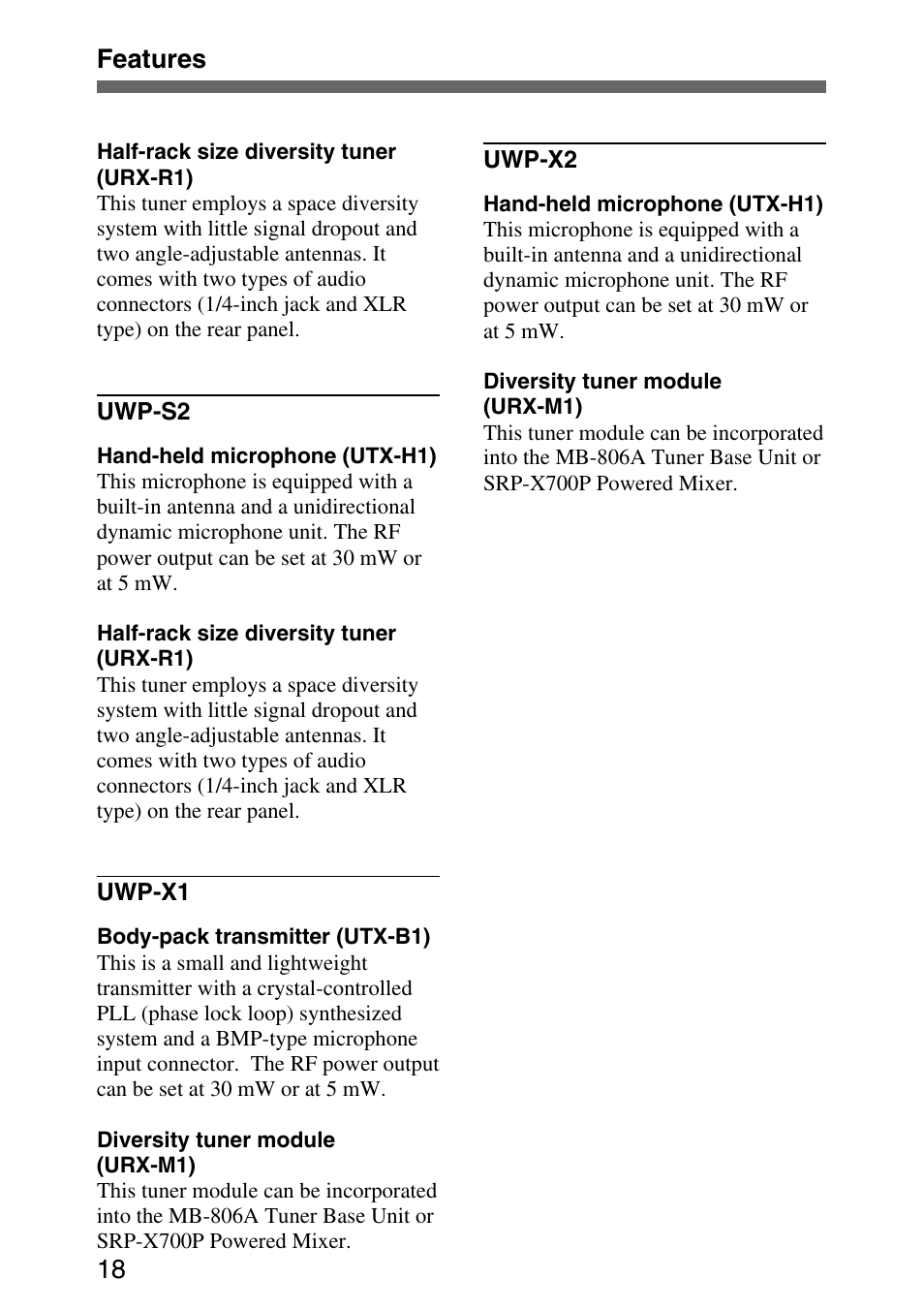 Features 18 | Sony UPW-C1/C2 User Manual | Page 18 / 52