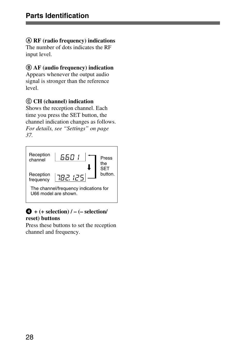 Parts identification 28 | Sony UPW-C1/C2 User Manual | Page 28 / 52