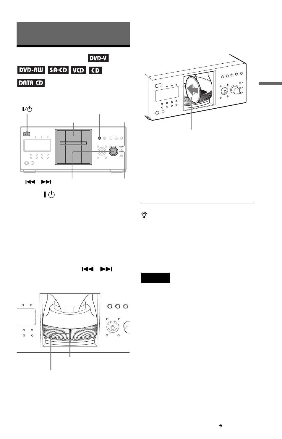 Playing discs, Inserting discs, R (33) | Sony DVP-CX777ES User Manual | Page 33 / 108