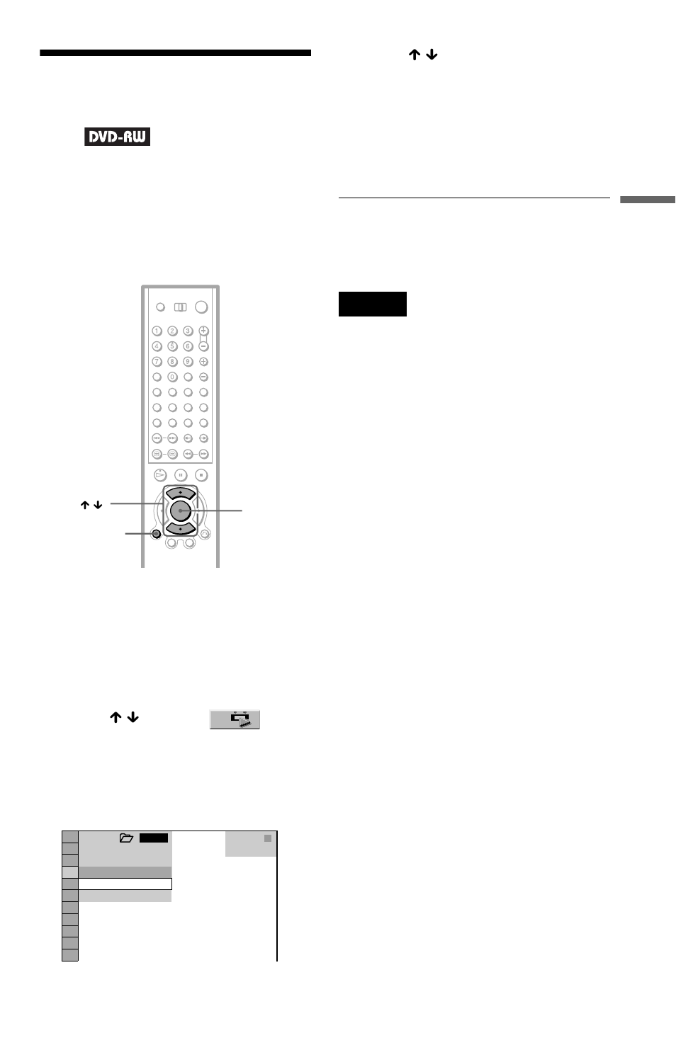 Selecting “original” or “play list” on a dvd- rw, Selecting “original” or “play list” on a dvd-rw | Sony DVP-CX777ES User Manual | Page 39 / 108