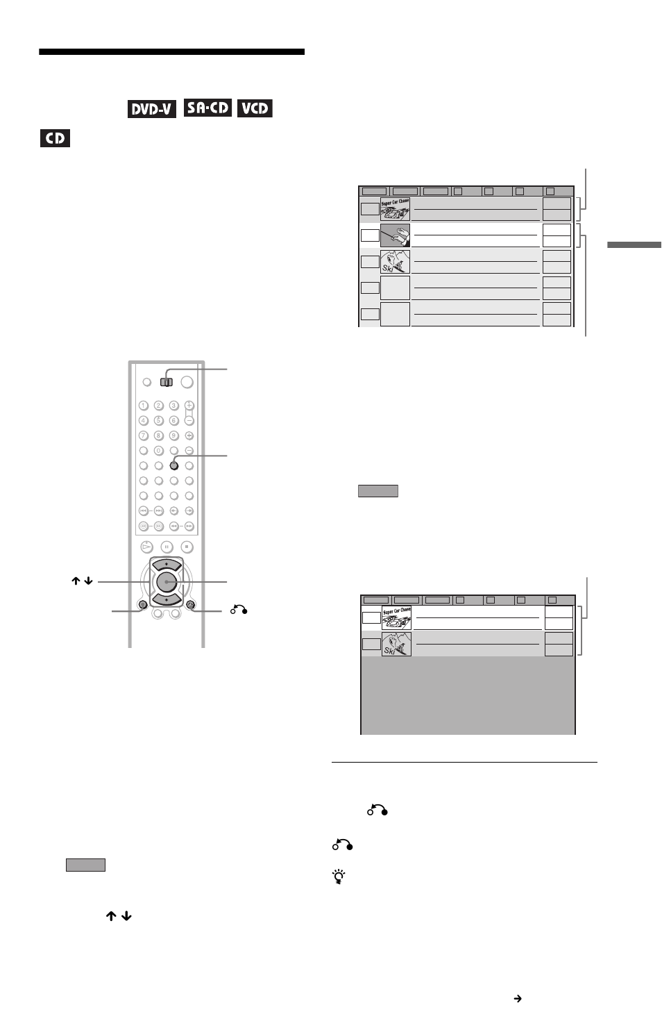 Filing discs in the folder (file mode), Filing discs in the folder, File mode) | Press folder, Slide, Press, Press enter, Press folder repeatedly to select the “a” folder, Press display/file | Sony DVP-CX777ES User Manual | Page 53 / 108