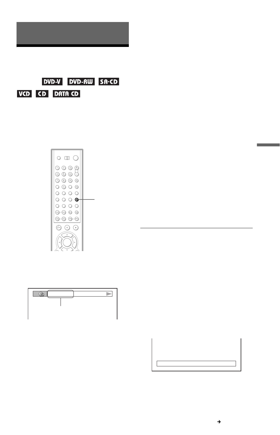 Viewing information about the disc, Checking the playing time and remaining time, N (65 | Sony DVP-CX777ES User Manual | Page 65 / 108