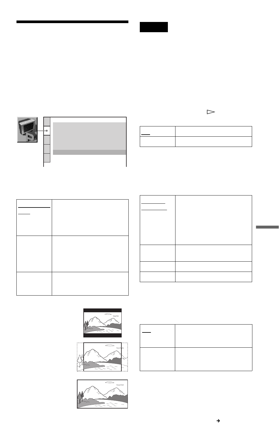 Settings for the display (screen setup), Settings for the display, Screen setup) | Tv type, Screen saver, Background | Sony DVP-CX777ES User Manual | Page 89 / 108