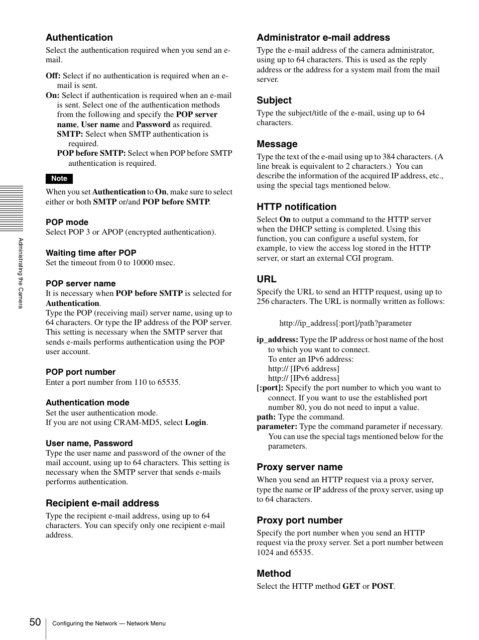 Sony IPELA SNC-RH124 User Manual | Page 50 / 120