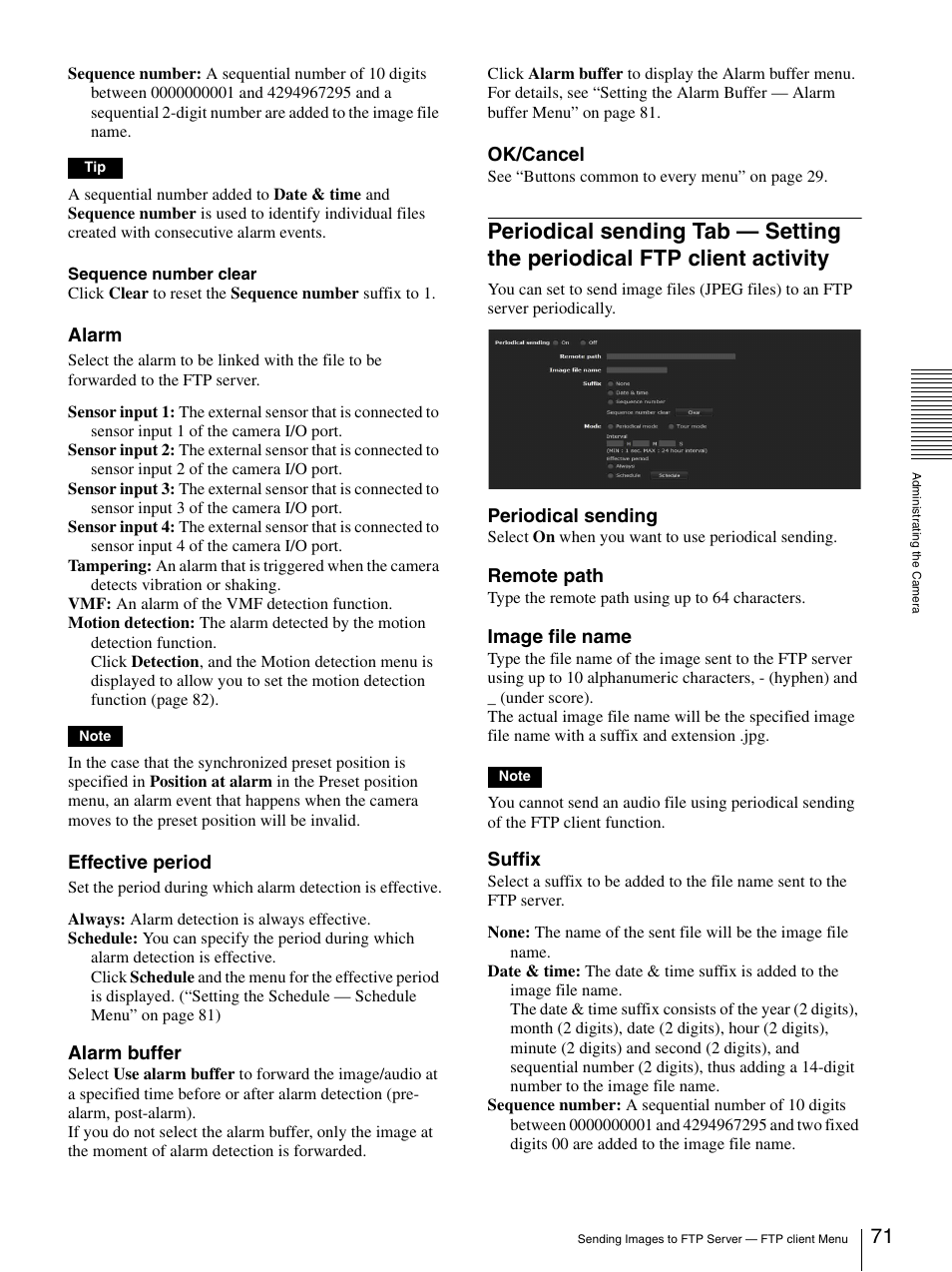 Periodical sending tab — setting the periodical, Ftp client activity | Sony IPELA SNC-RH124 User Manual | Page 71 / 120