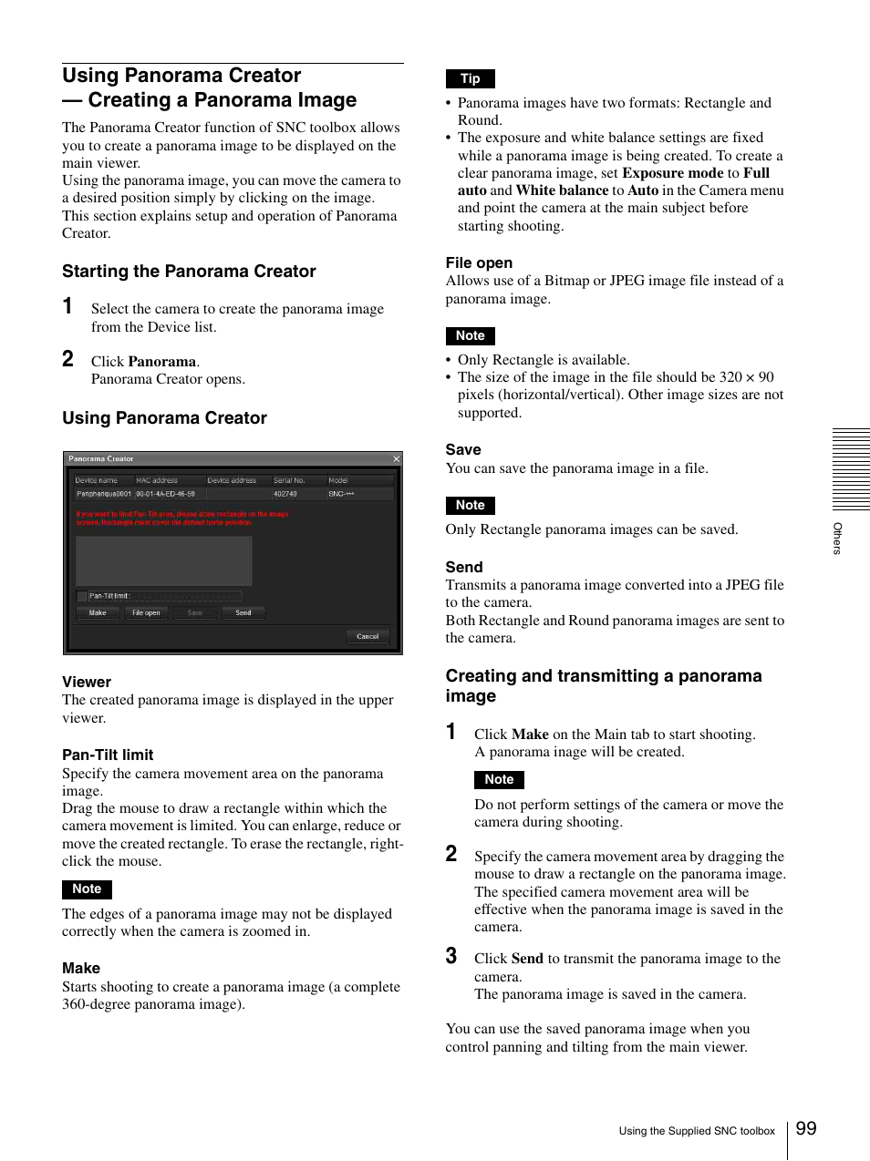 Using panorama creator — creating a panorama image, Using panorama creator — creating a panorama, Image | Sony IPELA SNC-RH124 User Manual | Page 99 / 120