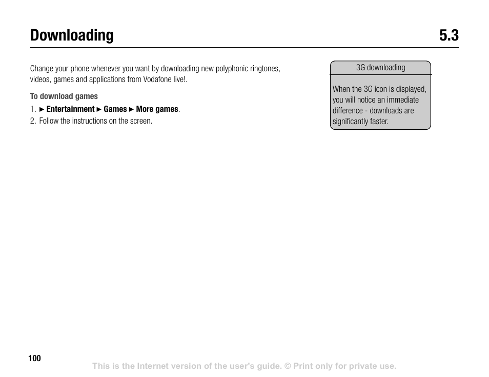 Downloading 5.3, Downloading | Sony V600 User Manual | Page 100 / 174