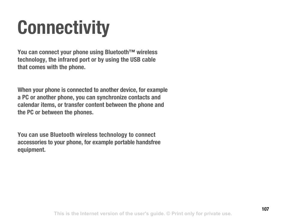 Connectivity | Sony V600 User Manual | Page 107 / 174