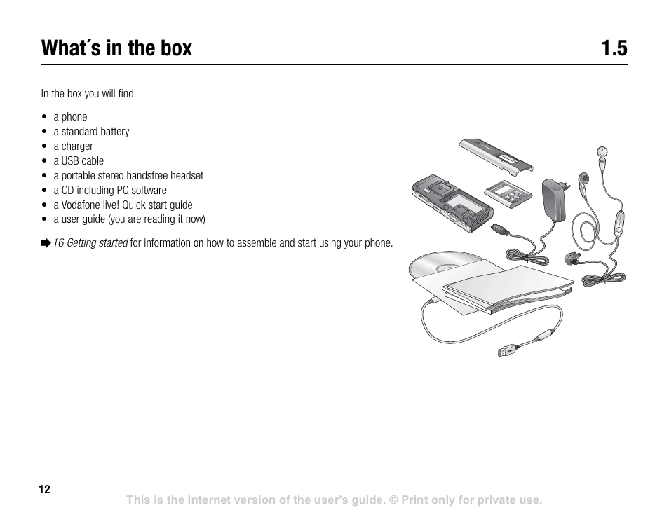 What´s in the box 1.5, What´s in the box | Sony V600 User Manual | Page 12 / 174