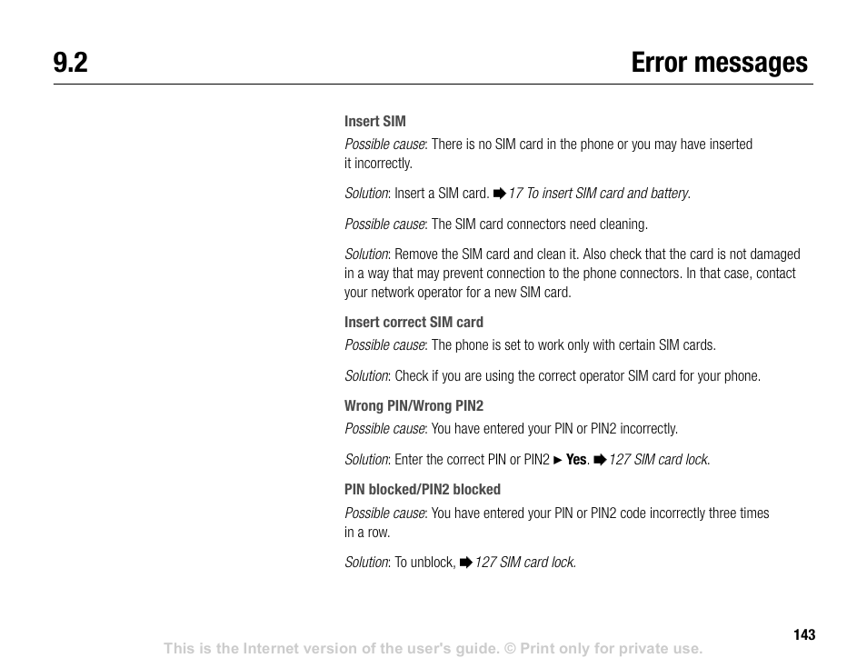 2 error messages, Error messages | Sony V600 User Manual | Page 143 / 174
