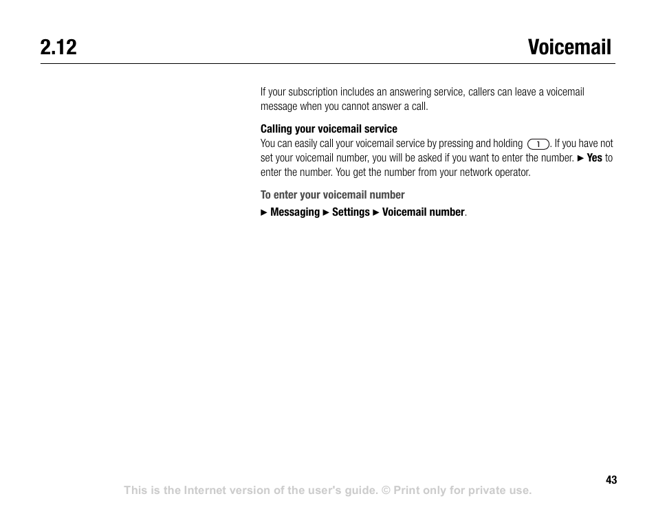 12 voicemail, Voicemail | Sony V600 User Manual | Page 43 / 174