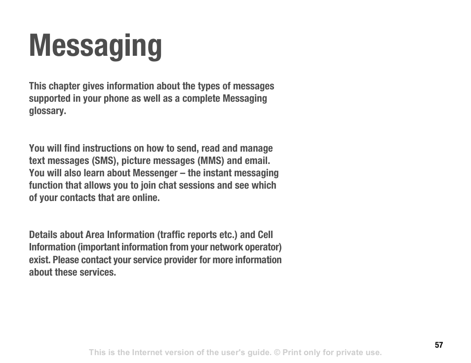 Messaging | Sony V600 User Manual | Page 57 / 174