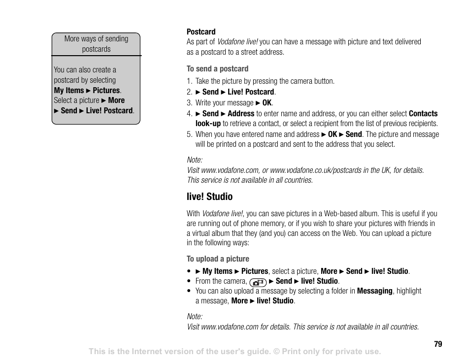 Live! studio | Sony V600 User Manual | Page 79 / 174