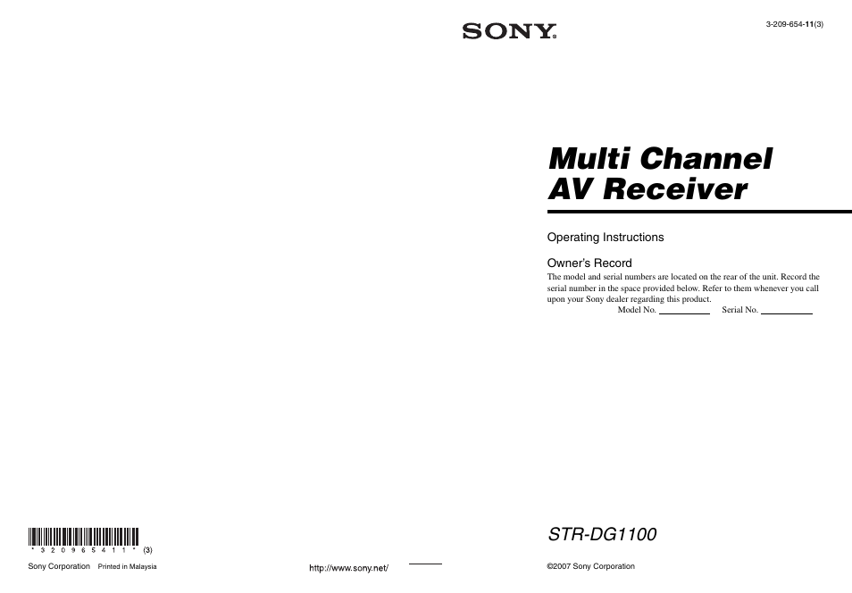 Sony STR-DG1100 User Manual | 130 pages