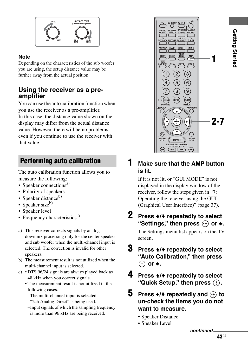 Performing auto calibration | Sony STR-DG1100 User Manual | Page 43 / 130