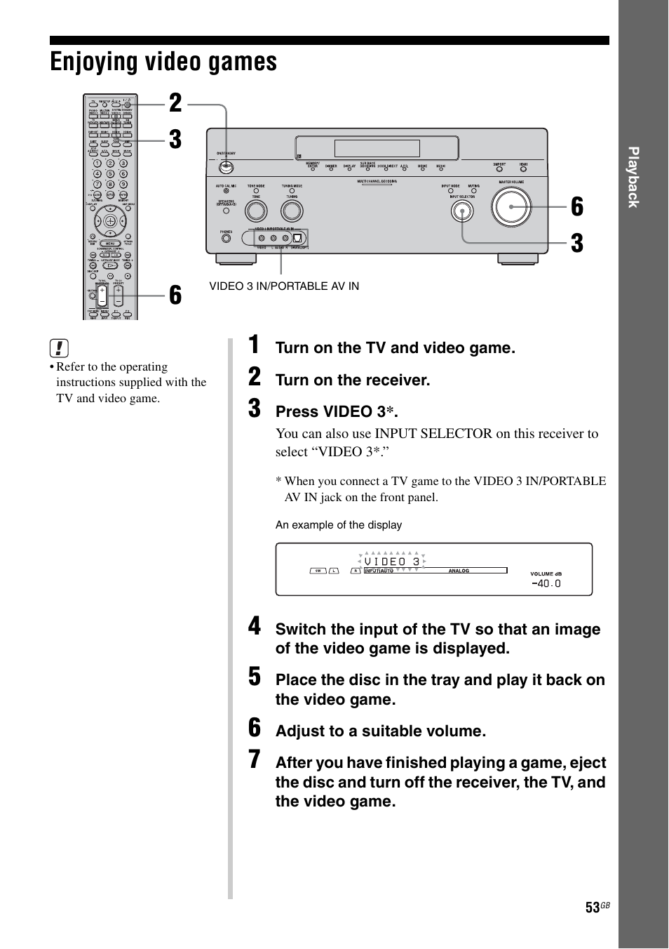 Enjoying video games | Sony STR-DG1100 User Manual | Page 53 / 130